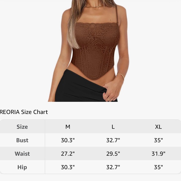 Women’s Trendy Lace Strap Zip Back Boned Bustier Corset Tank With Built In Bra - Picture 7 of 8